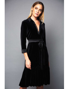 VELVET TUNIC DRESS-  WITH PLUNGE NECK AND BELT 2