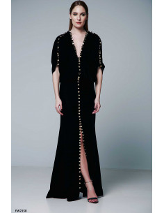 VELVET LONG DRESS – WITH GOLD BUTTONS DETAILS 2