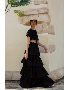 LONG RUFFLE SKIRT WITH MATCHING CROP TOP 2